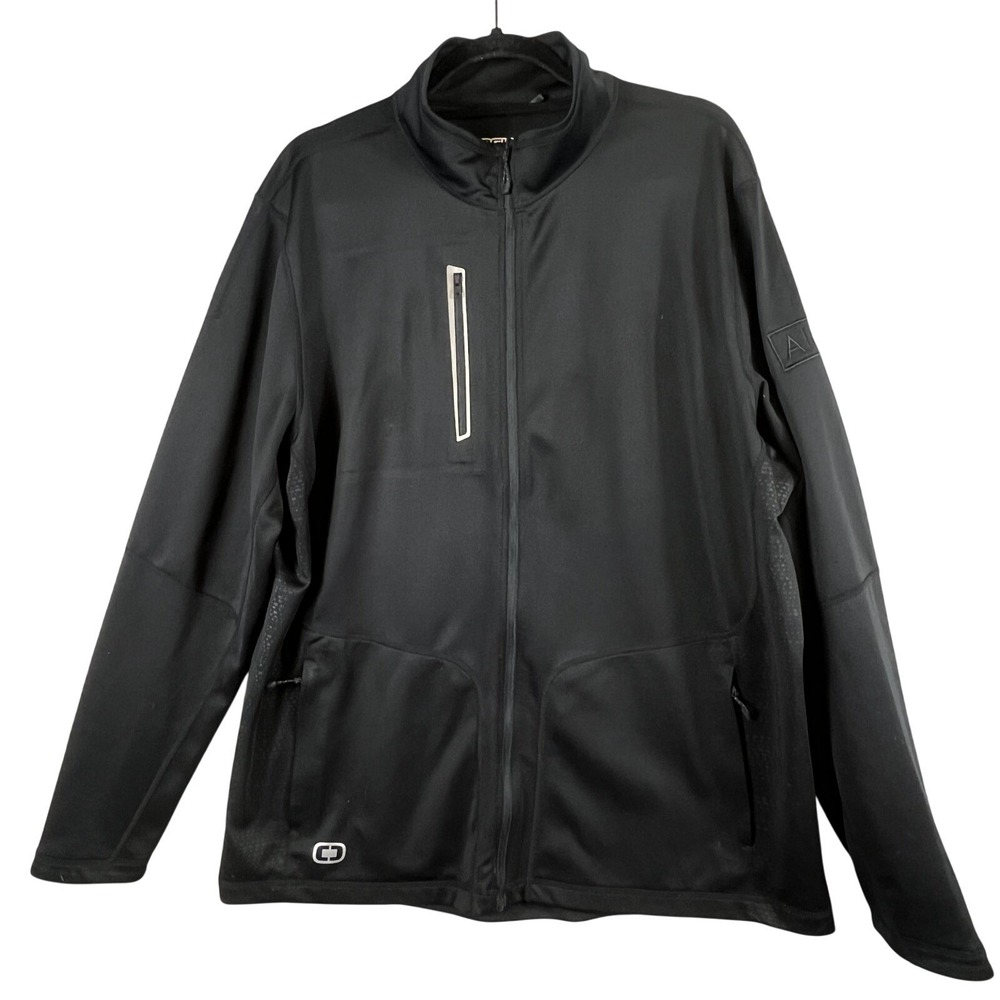 Ogio Endurance Mens XL Full Zip Jacket Black Stretch Golf Athletic AIG Logo Run